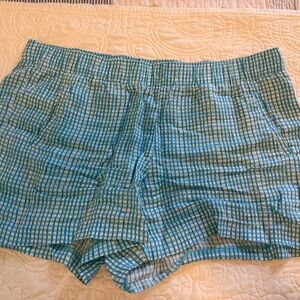 Lilly Pulitzer Lilo Linen Teal & White Plaid Shorts